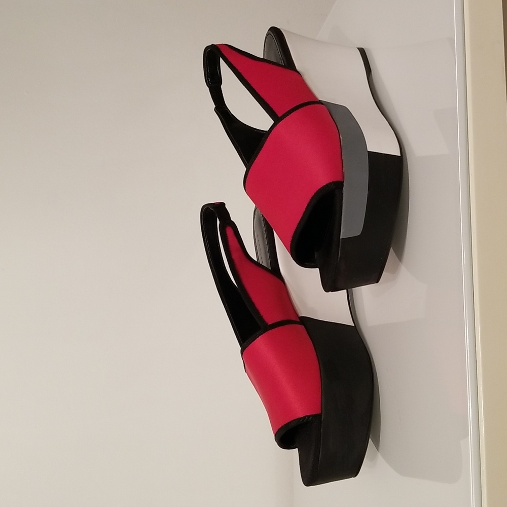 Charles & Keith Red and Black Wedges